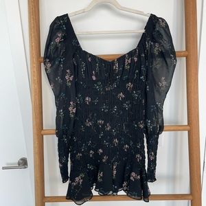 For Love and Lemons, mini dress with puffy long sleeves